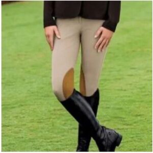 Ariat All Circuit Knee Patch Side Zip Riding Breeches Pants Beige Khaki Size 24